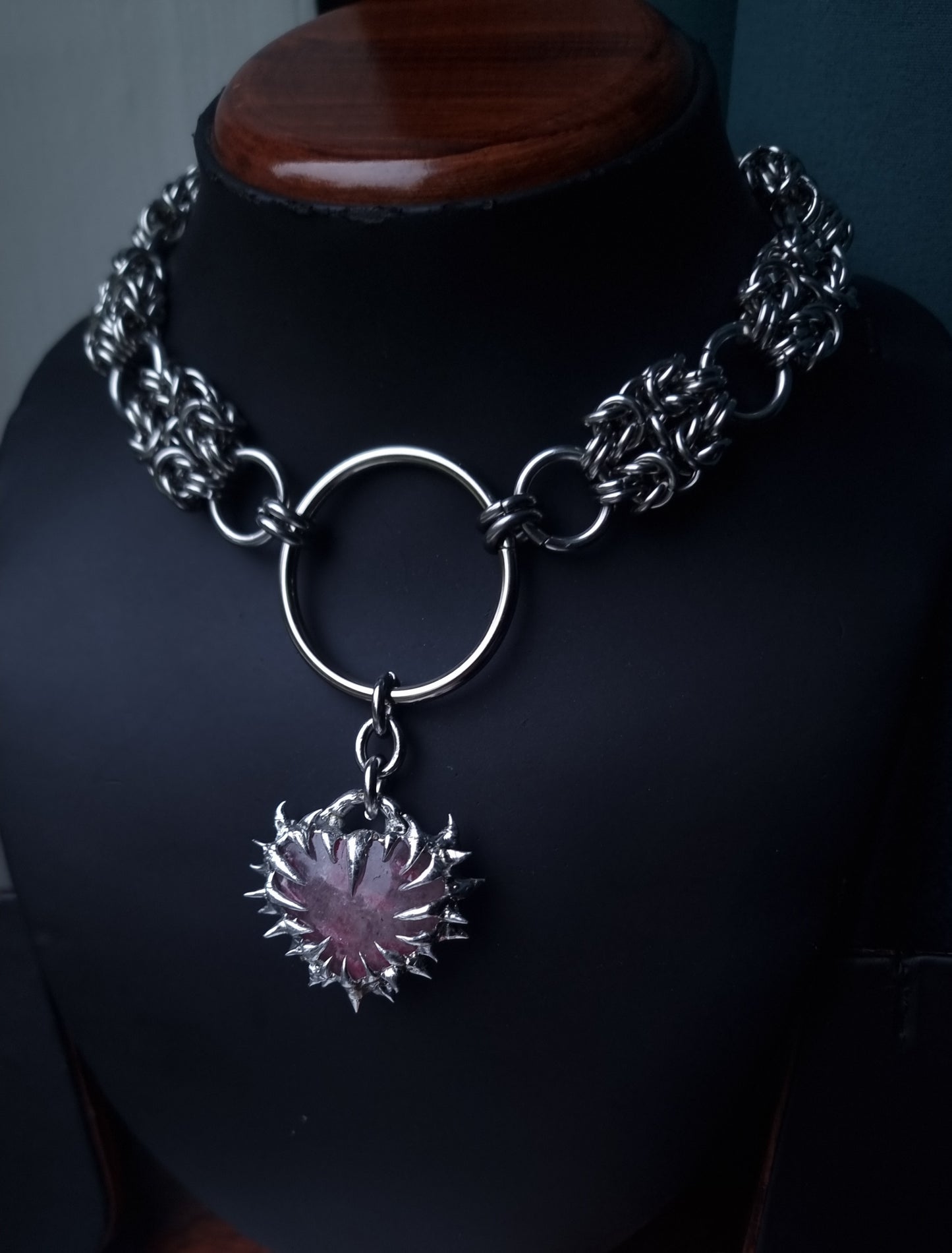 Hecate Choker- Iced Rhodonite