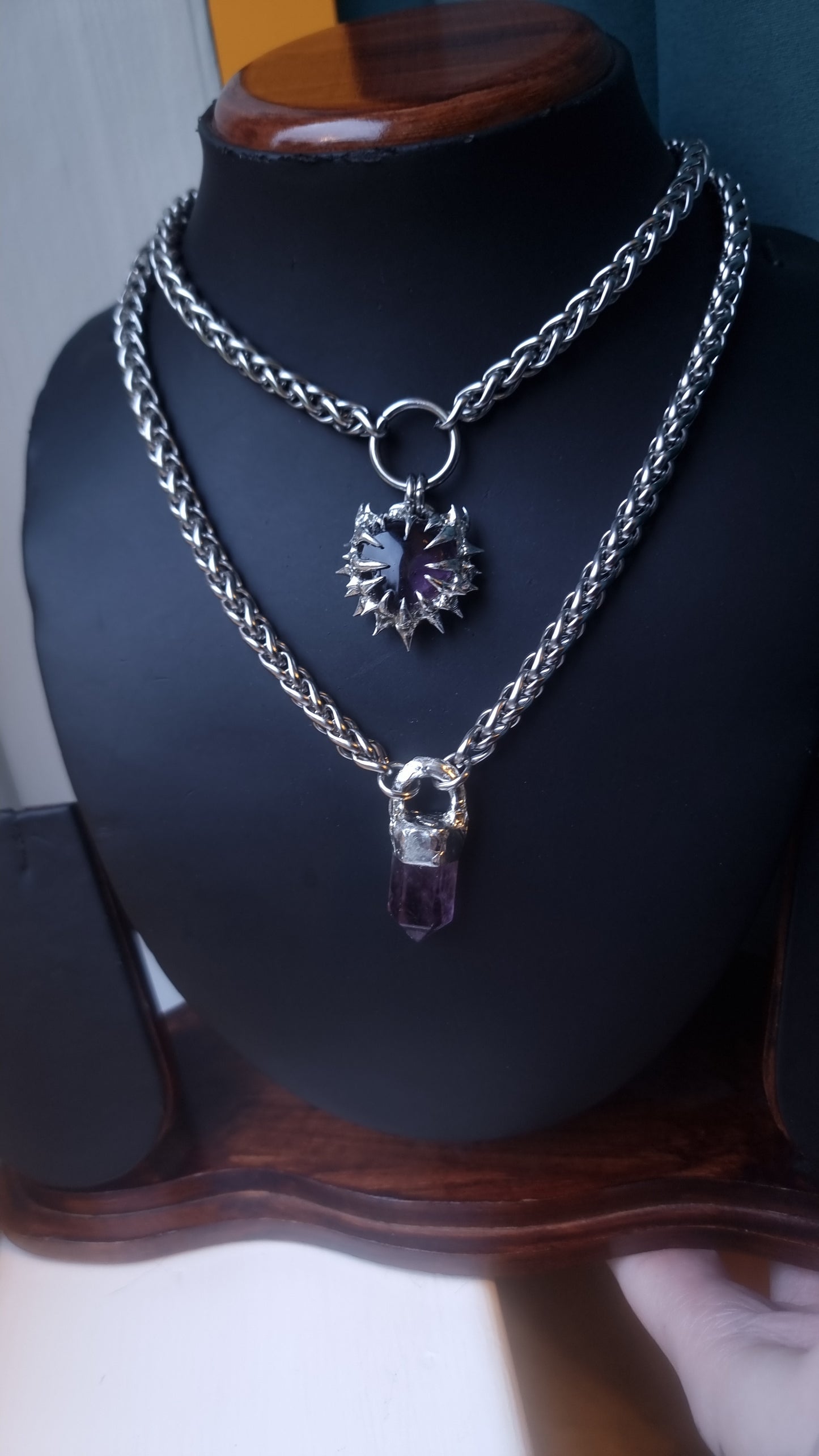 Small Amethyst Heart- Wheat Chain
