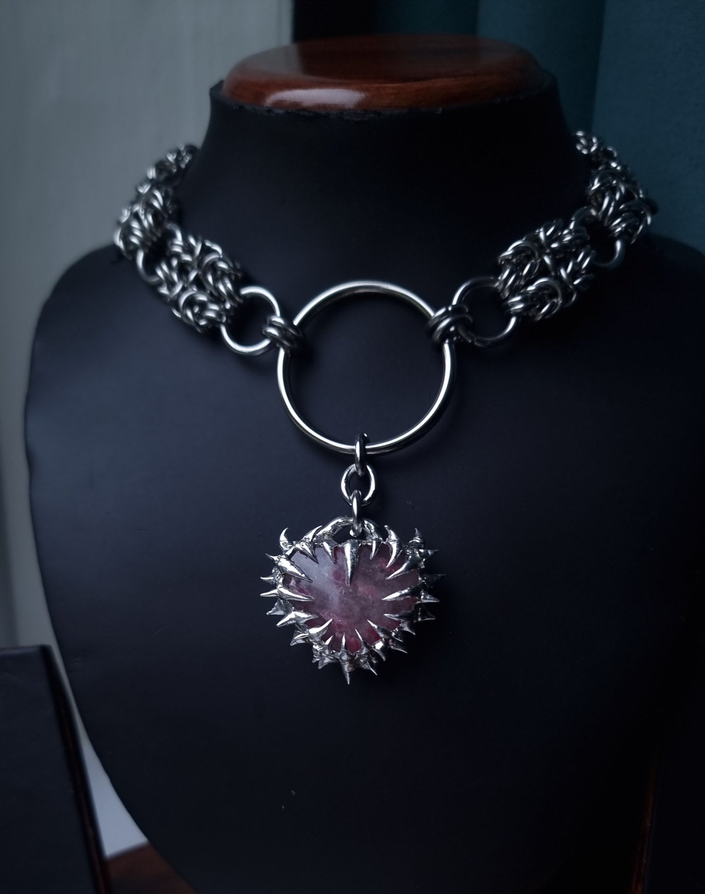 Hecate Choker- Iced Rhodonite