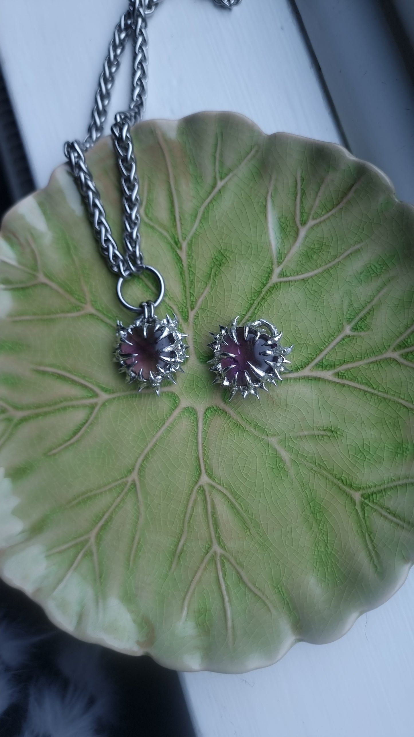 Small Amethyst Heart- Wheat Chain