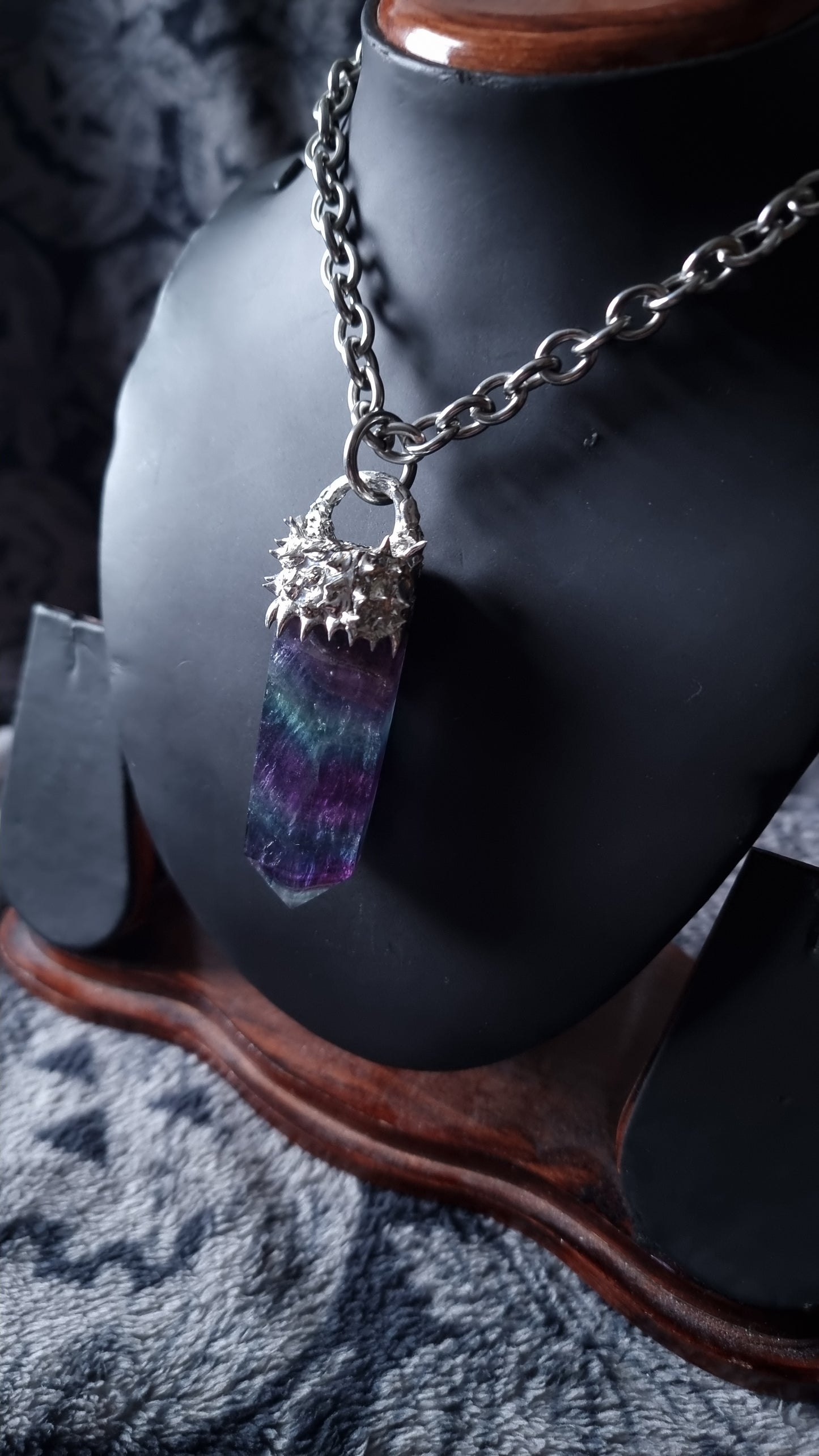 Large Flourite Spiked Necklace