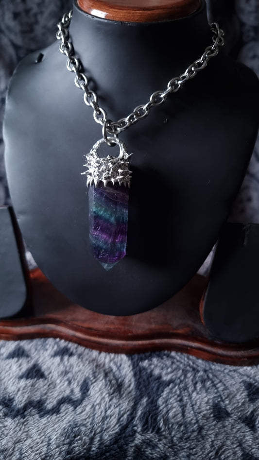 Large Flourite Spiked Necklace